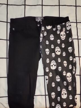 Tripp NYC Royal Bones Black Skull-Print Pants